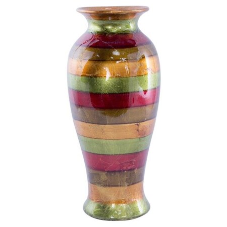 Heather Ann Creations Heather Ann Creations W1039-57 21 in. Judith Striped & Lacquered Ceramic Vase W1039-57